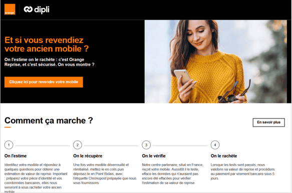 Orange Dipli service de reprise ou trade-in digitale