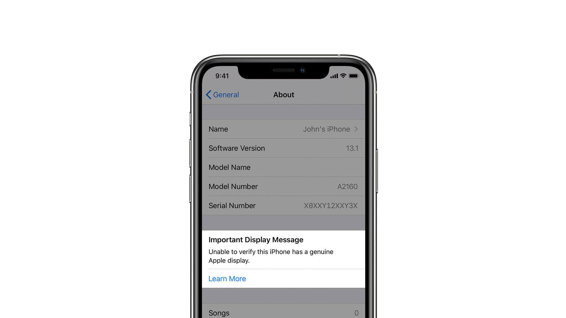 How to decode error messages on a refurbished iPhone?